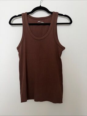 aerie Ribbed Scoop Tank Top - Chocolate Brown size Medium